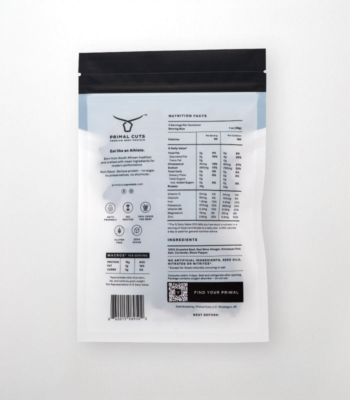 Primal Cuts Premium Beef Biltong – Original Fuel Pack